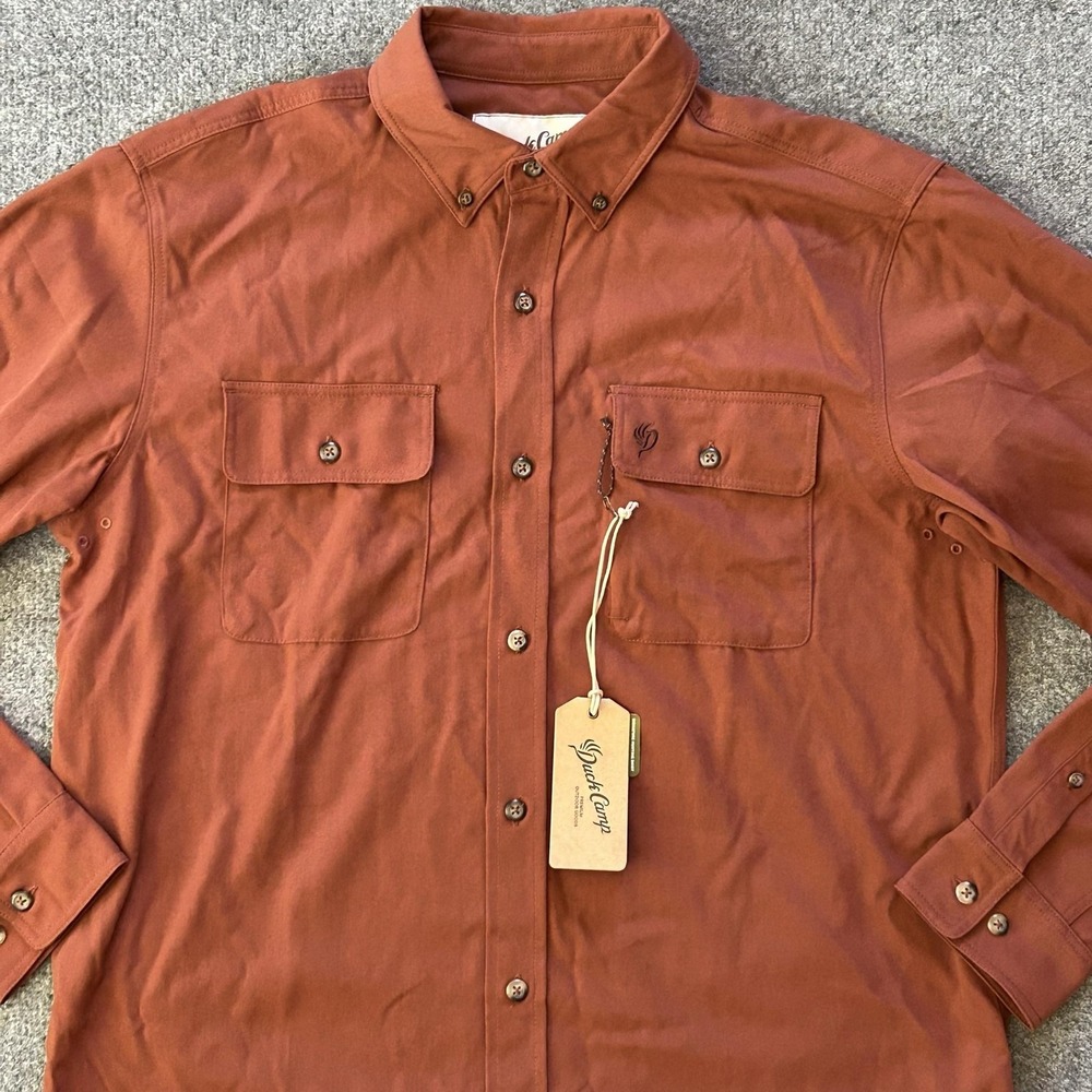 Duck Camp Shirt Mens Large Brown Midweight Signature Hunting Nylon LS200